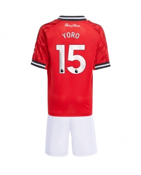 Billige Fotballdrakt Manchester United Leny Yoro #15 Replika Hjemmedraktsett Barn 2025-26 Kortermet (med bukser)